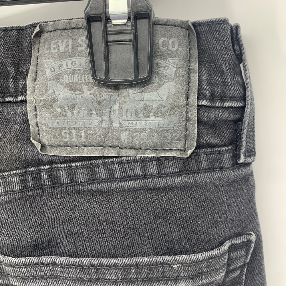 Levi's 511 Slim Fit Jeans Mens 29x32 Washed Black Denim Waterless Levis - Picture 5 of 8